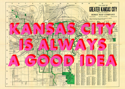 Kansas City Retro Pop Art Map Print (landscape)