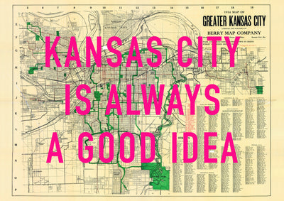 Kansas City Retro Pop Art Map Print (landscape)