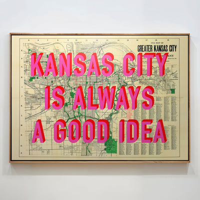 Kansas City Retro Pop Art Map Print (landscape) - Magic Posters