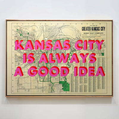 Kansas City Retro Pop Art Map Print (landscape) - Magic Posters