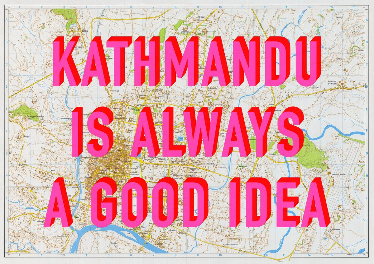 Kathmandu Retro Pop Art Map Print (landscape) - Magic Posters