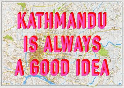 Kathmandu Retro Pop Art Map Print (landscape) - Magic Posters