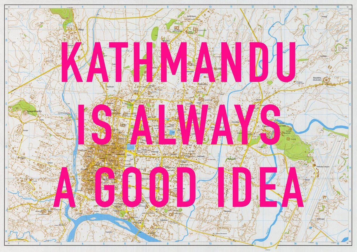 Kathmandu Retro Pop Art Map Print (landscape) - Magic Posters