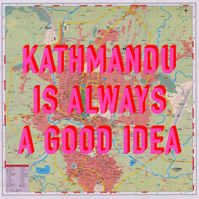Kathmandu Retro Pop Art Map Print (square) - Magic Posters