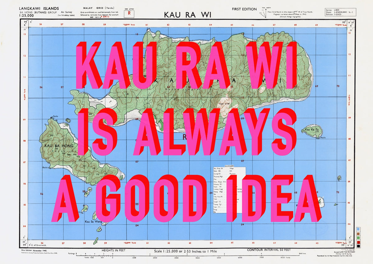 Kau Ra Wi Retro Pop Art Map Print (landscape) - Magic Posters