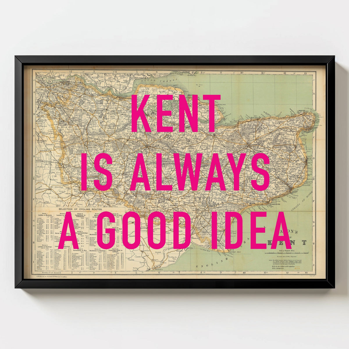 Kent Retro Pop Art Map Print (landscape) - Magic Posters