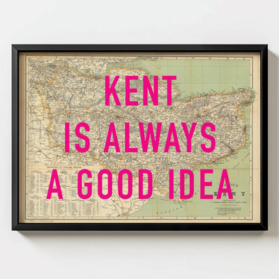 Kent Retro Pop Art Map Print (landscape) - Magic Posters