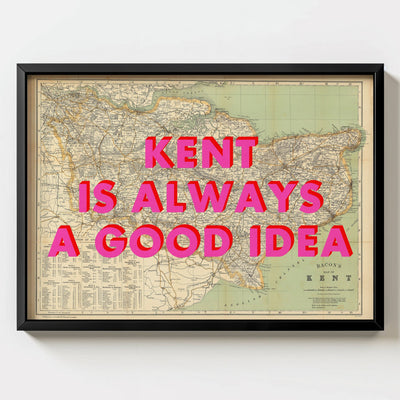 Kent Retro Pop Art Map Print (landscape) - Magic Posters
