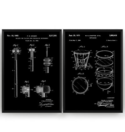 Kettledrum And Mallet Set Of 2 Patent Prints - Magic Posters