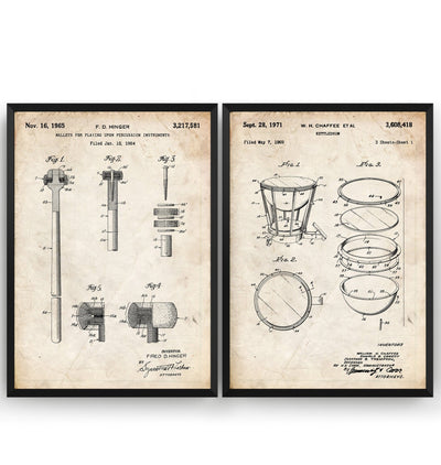 Kettledrum And Mallet Set Of 2 Patent Prints - Magic Posters
