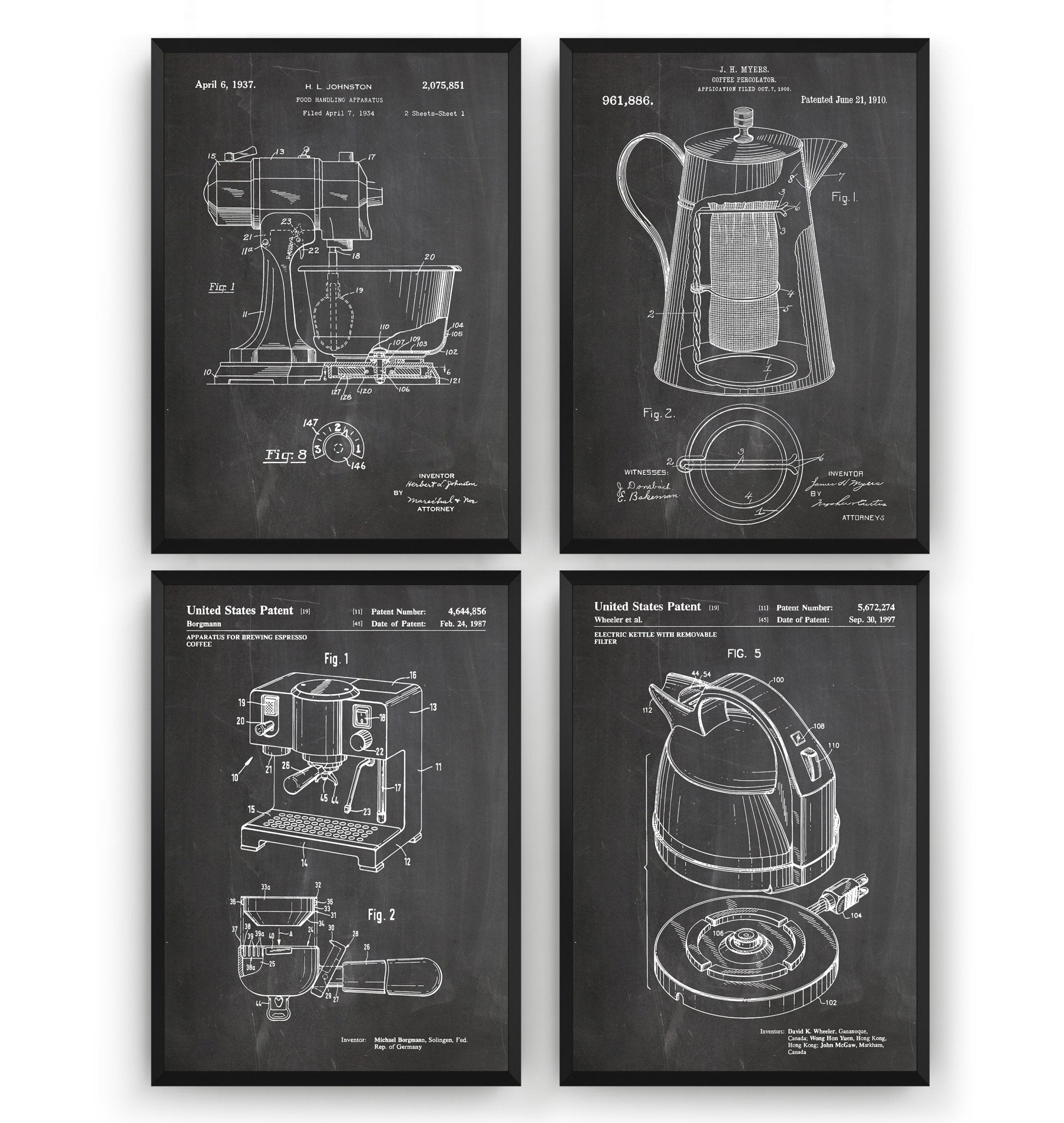 kitchen accessories patent print set of 12, kitchen... Kitchen Appliance Set Of 4 Patent Prints - Magic Posters