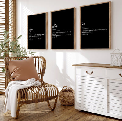Kitchen Decor Set Of 3 Definition Prints, Tea, Coffee, Sugar - Magic Posters