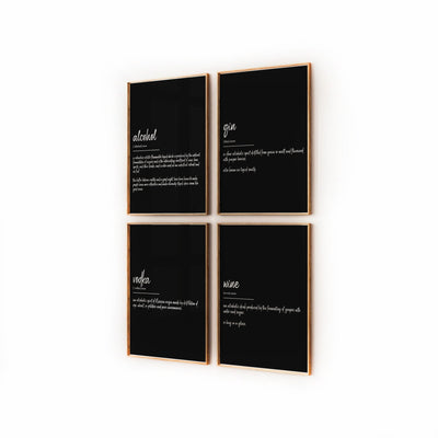 Kitchen Decor Set Of 4 Definition Prints - Magic Posters