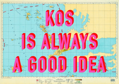 Kos Retro Pop Art Map Print (landscape)