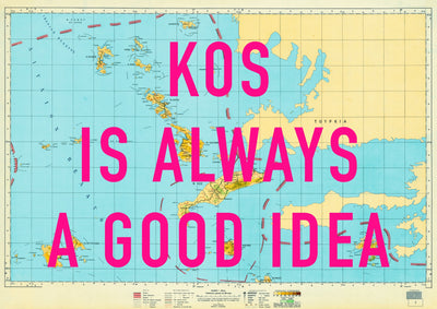 Kos Retro Pop Art Map Print (landscape)