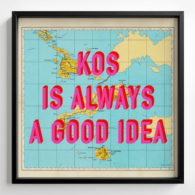 Kos Retro Pop Art Map Print (square) - Magic Posters