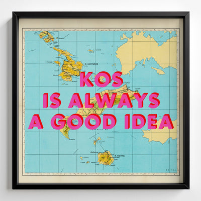 Kos Retro Pop Art Map Print (square) - Magic Posters