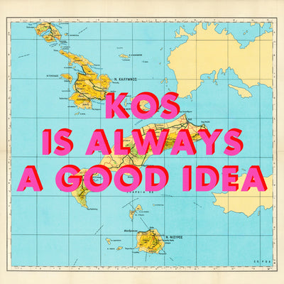Kos Retro Pop Art Map Print (square)