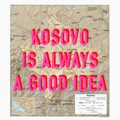 Kosovo Retro Pop Art Map Print (square) - Magic Posters