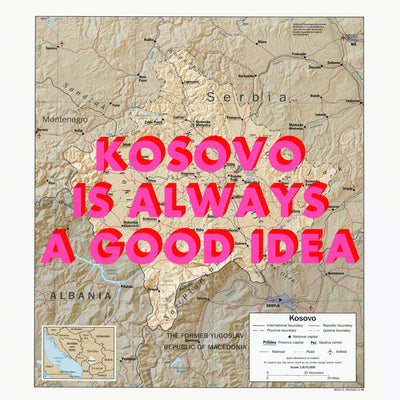 Kosovo Retro Pop Art Map Print (square) - Magic Posters