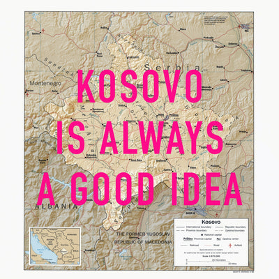 Kosovo Retro Pop Art Map Print (square) - Magic Posters