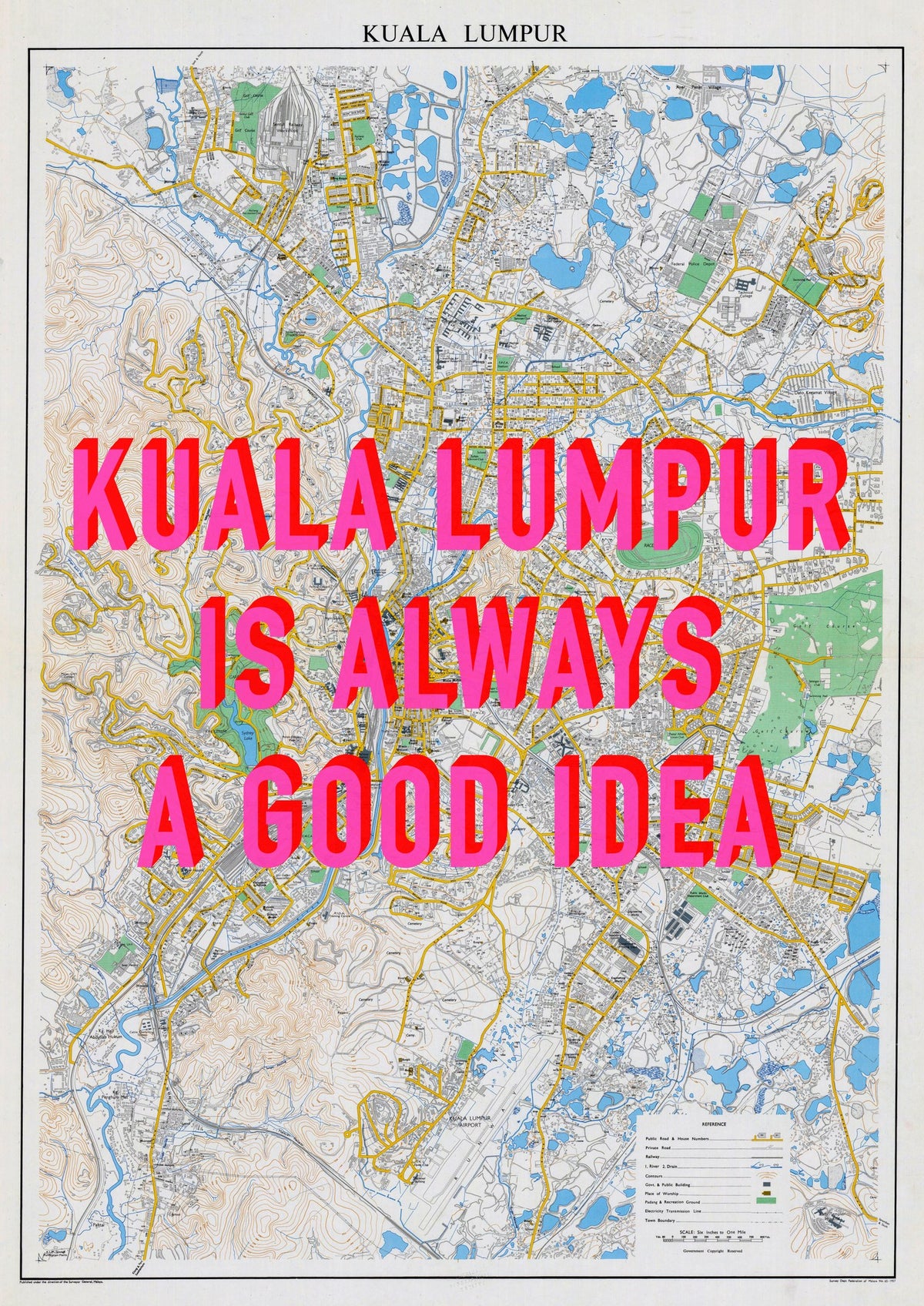 Kuala Lumpur Retro Pop Art Map Print (portrait) - Magic Posters