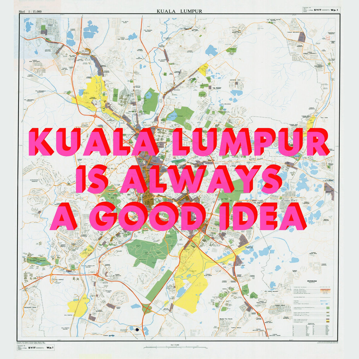 Kuala Lumpur Retro Pop Art Map Print (square) - Magic Posters