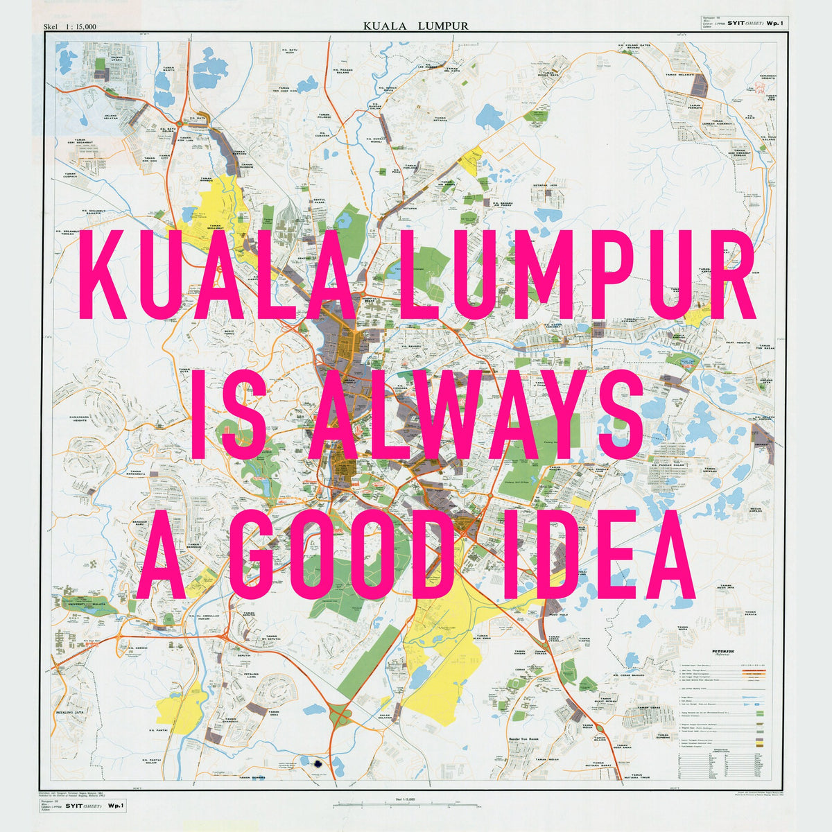 Kuala Lumpur Retro Pop Art Map Print (square) - Magic Posters