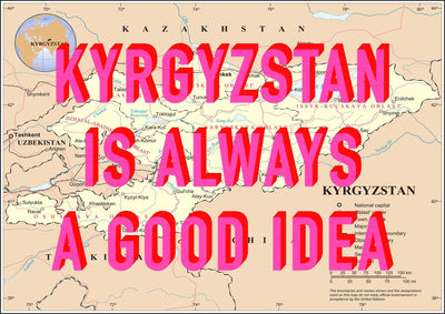 Kyrgyzstan Retro Pop Art Map Print (landscape) - Magic Posters