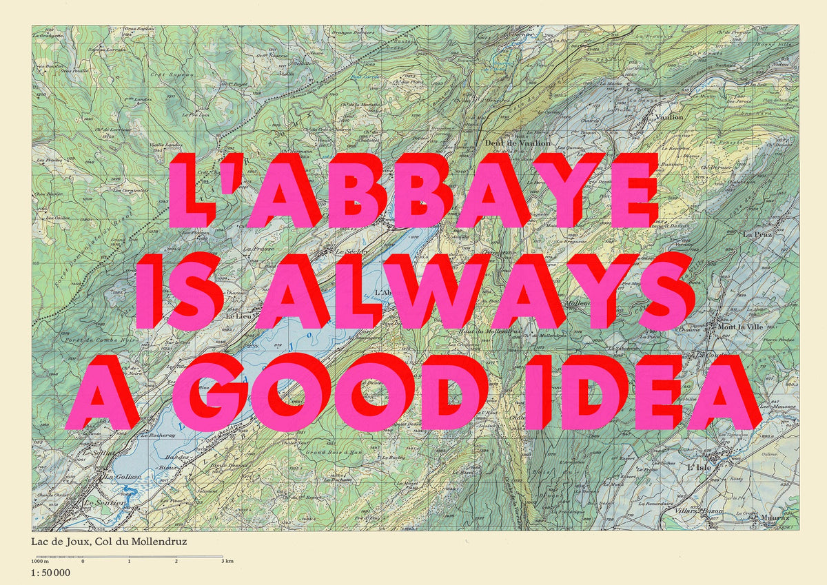 L'Abbaye Retro Pop Art Map Print (landscape) - Magic Posters