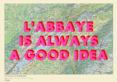 L'Abbaye Retro Pop Art Map Print (landscape) - Magic Posters