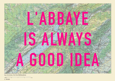 L'Abbaye Retro Pop Art Map Print (landscape) - Magic Posters