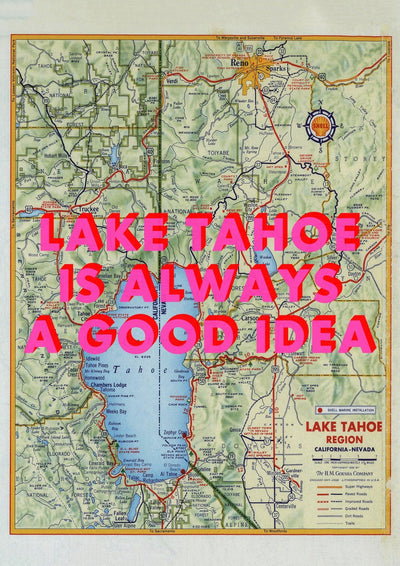 Lake Tahoe Retro Pop Art Map Print (portrait)