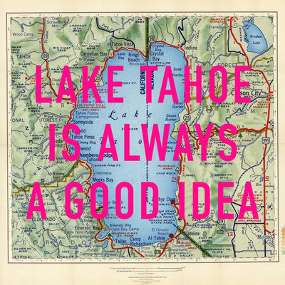 Lake Tahoe Retro Pop Art Map Print (square)