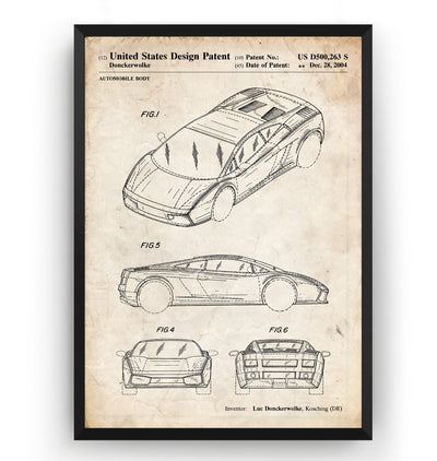 Lamborghini Gallardo 2004 Patent Print - Magic Posters
