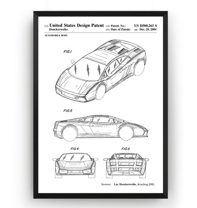 Lamborghini Gallardo 2004 Patent Print - Magic Posters