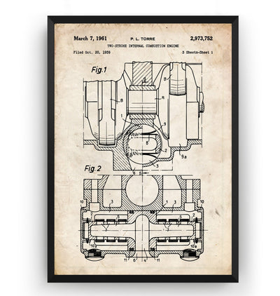Lambretta Engine 1961 Patent Print - Magic Posters
