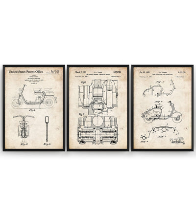 Lambretta Scooter Set Of 3 Patent Prints - Magic Posters