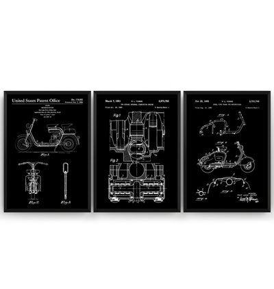 Lambretta Scooter Set Of 3 Patent Prints - Magic Posters
