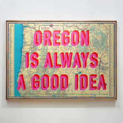 Oregon Retro Pop Art Map Print (landscape V2)