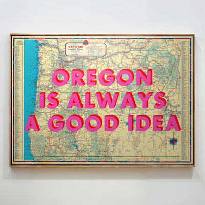 Oregon Retro Pop Art Map Print (landscape V2)