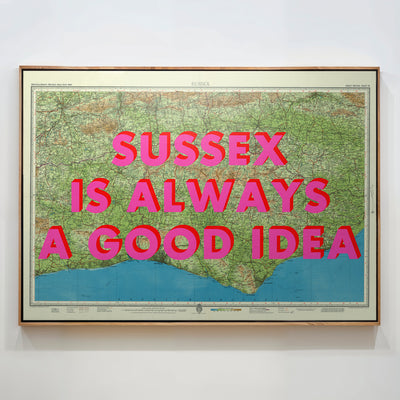 Sussex Retro Pop Art Map Print
