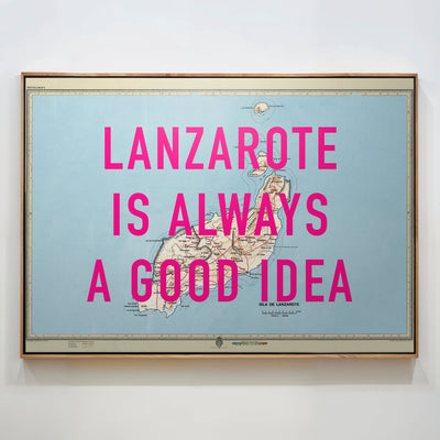 Lanzarote Retro Pop Art Map Print (Landscape) - Magic Posters