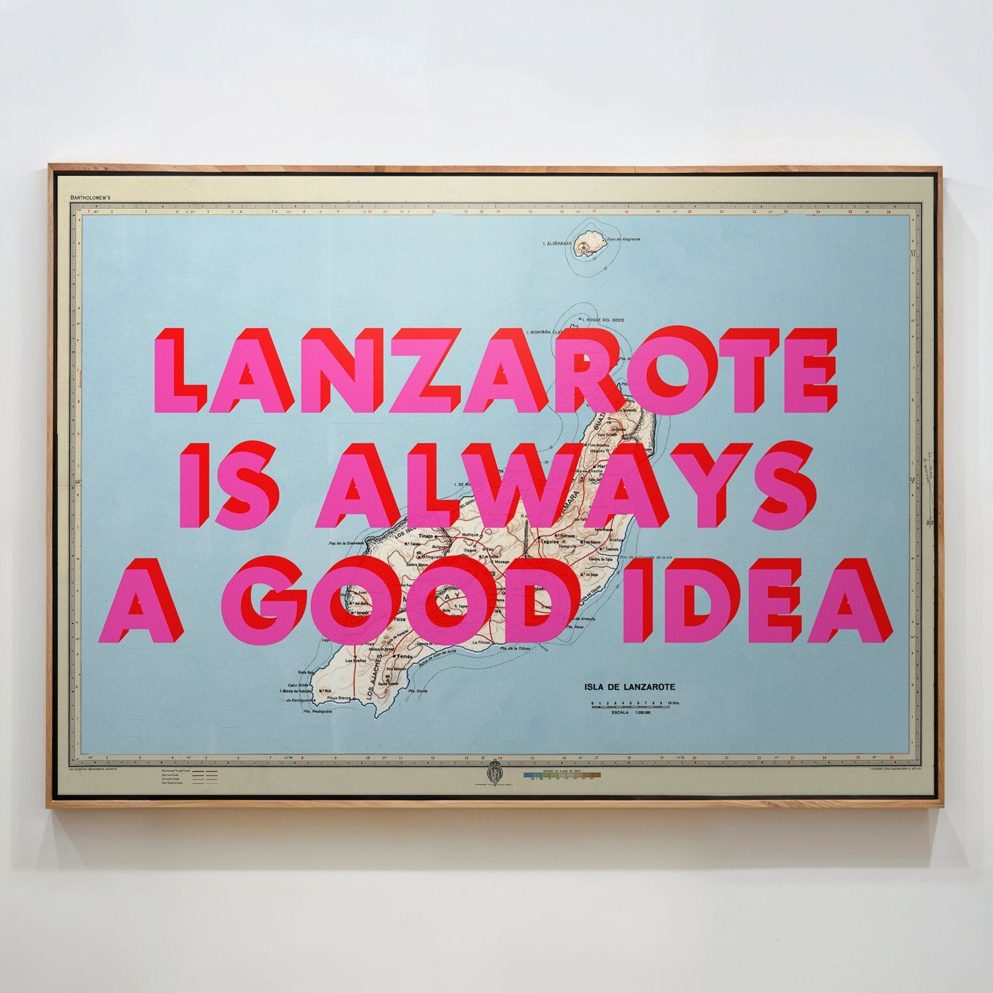 Lanzarote Retro Pop Art Map Print (Landscape) - Magic Posters