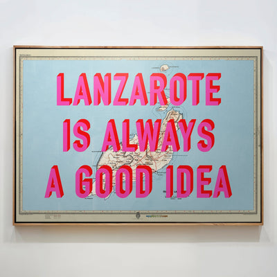 Lanzarote Retro Pop Art Map Print (Landscape) - Magic Posters