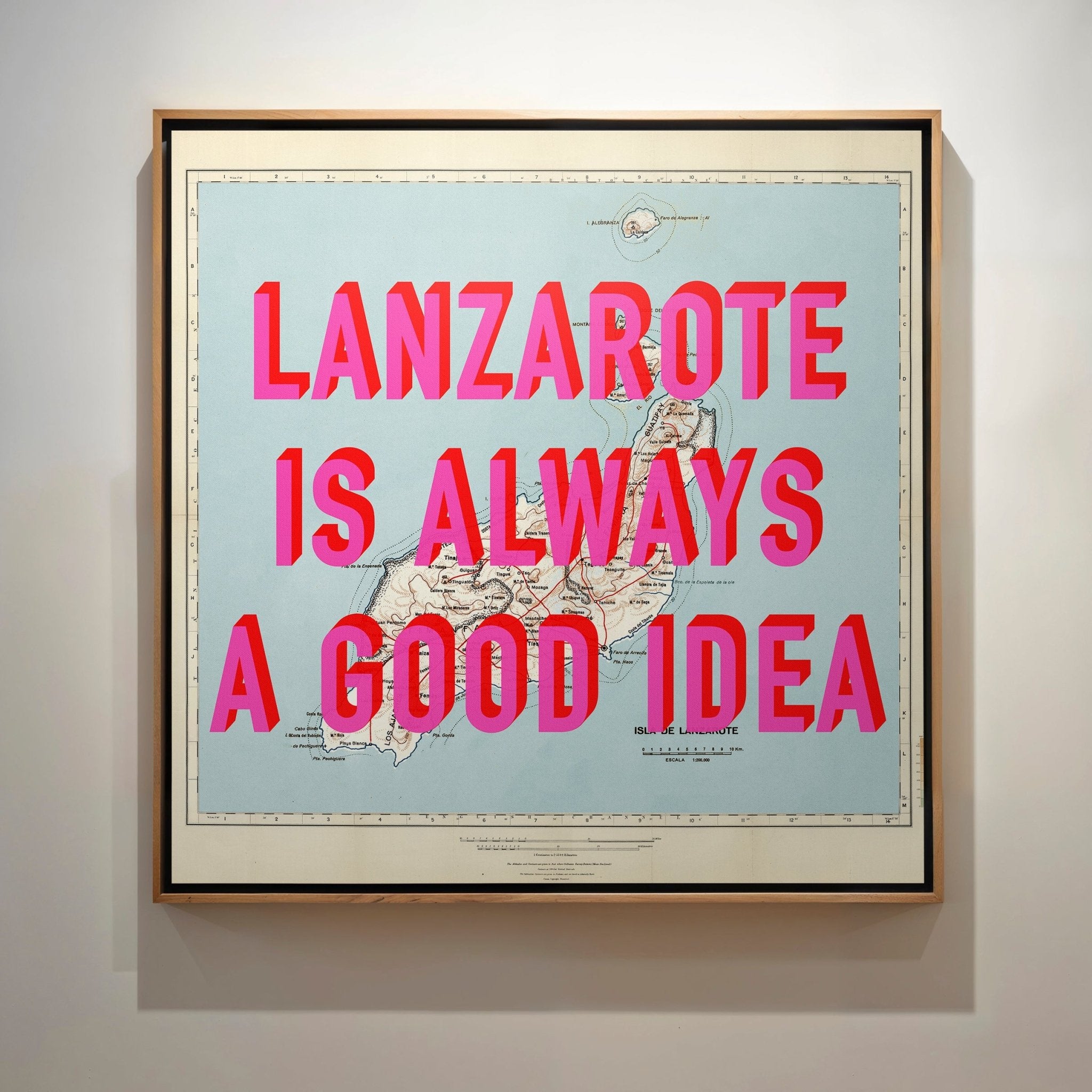 Lanzarote Retro Pop Art Map Print (Square) - Magic Posters