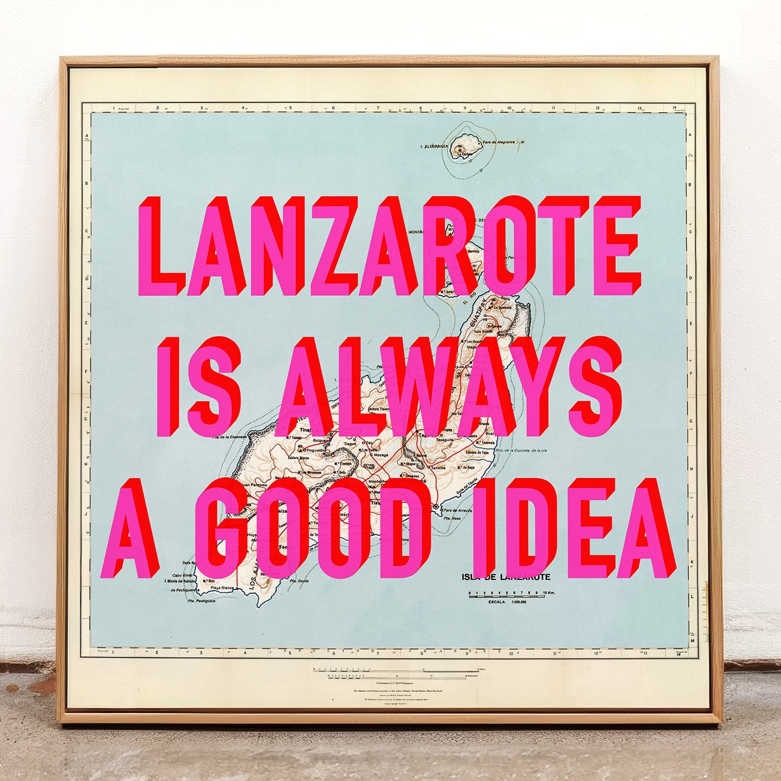 Lanzarote Retro Pop Art Map Print (Square) - Magic Posters