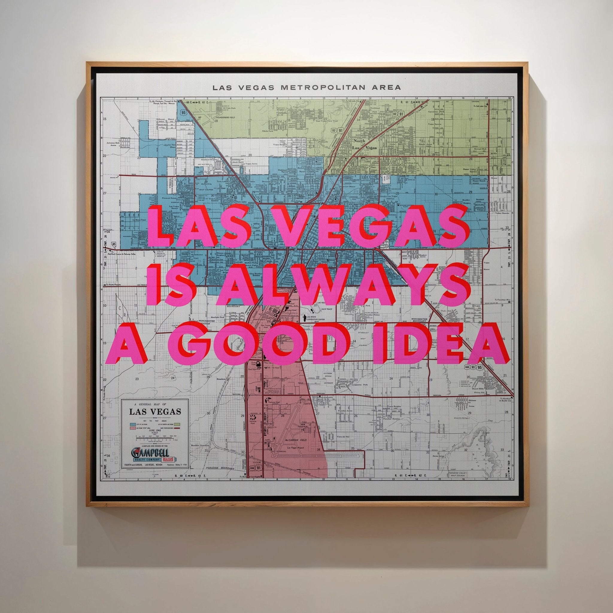 Las Vegas Retro Pop Art Map Print - Magic Posters