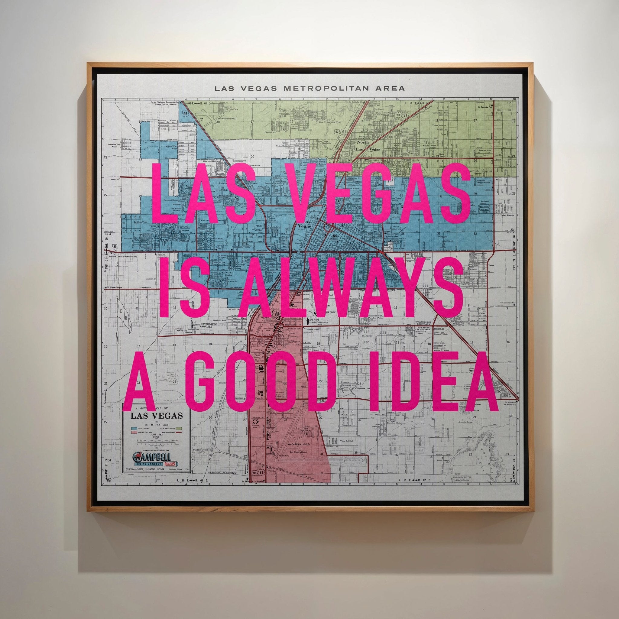 Las Vegas Retro Pop Art Map Print - Magic Posters