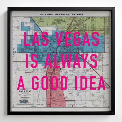 Las Vegas Retro Pop Art Map Print (square) - black frame mockup - Magic Posters